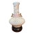 Mid 20th Century Chinese White & Pink Riticulated Ceramic Vase With Dragon Handles and Stand, Chinoiserie Decor For Sale