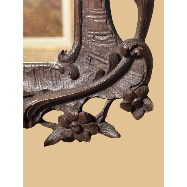 Small Antique 1740's French Rococo Hand-Carved Wood Mirror For Sale - Image 9 of 11