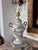 White Late 20th Century French Faience Lamp With Floral Wreath and Serpent Handles For Sale - Image 8 of 9