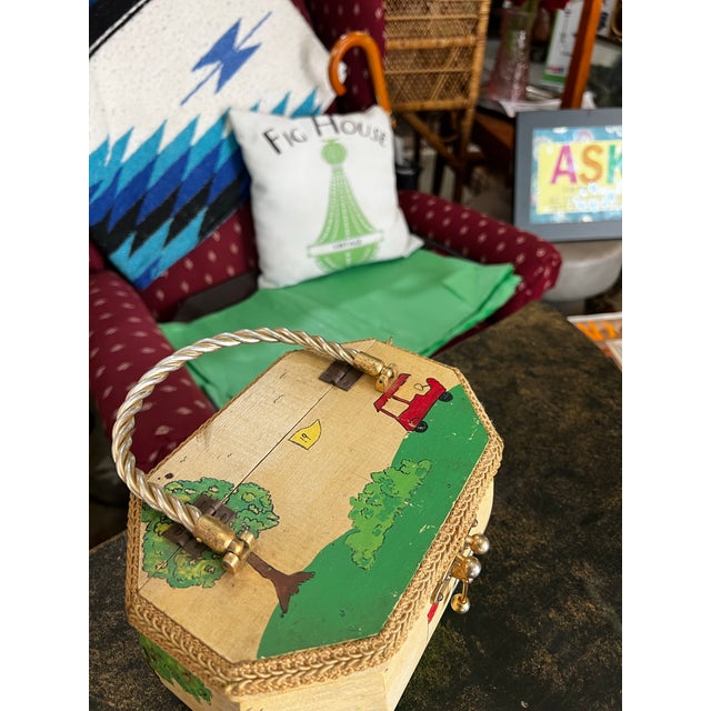 Tan Wooden Vintage Children's Basket With Handle For Sale - Image 8 of 9