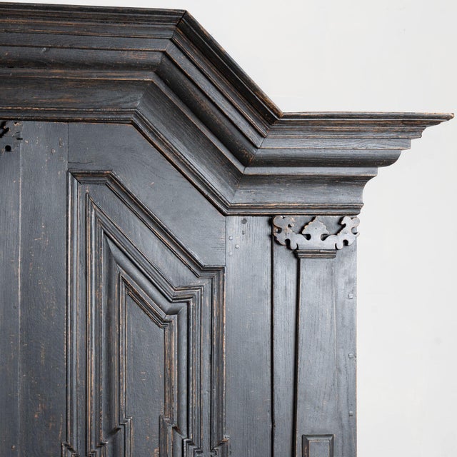 Black 19th Century Danish Baroque Oak Large Black Painted Armoire For Sale - Image 8 of 18