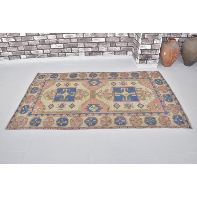 Handmade wool carpet in Turkish Anatolia , Vintage Oushak Rug,Turkish Vintage Anatolian Rug, Handmade wool Rug . One Of...