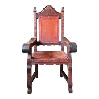 Early 20th Century Spanish Colonial Silla Amplia Chair For Sale