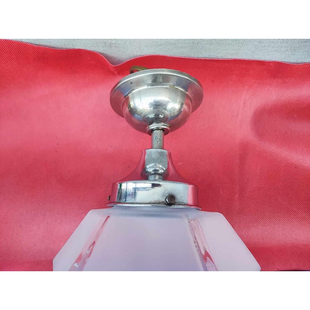 Pre-war brass nickel-plated ceiling lamp, dimensions: height 33 cm, diameter 16 cm. European Plug (up to 250V).The wiring...