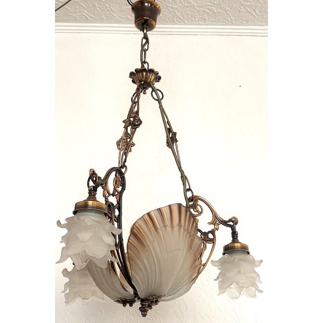 Spanish Marine Brass and Glass Chandelier, 1970s For Sale - Image 10 of 14