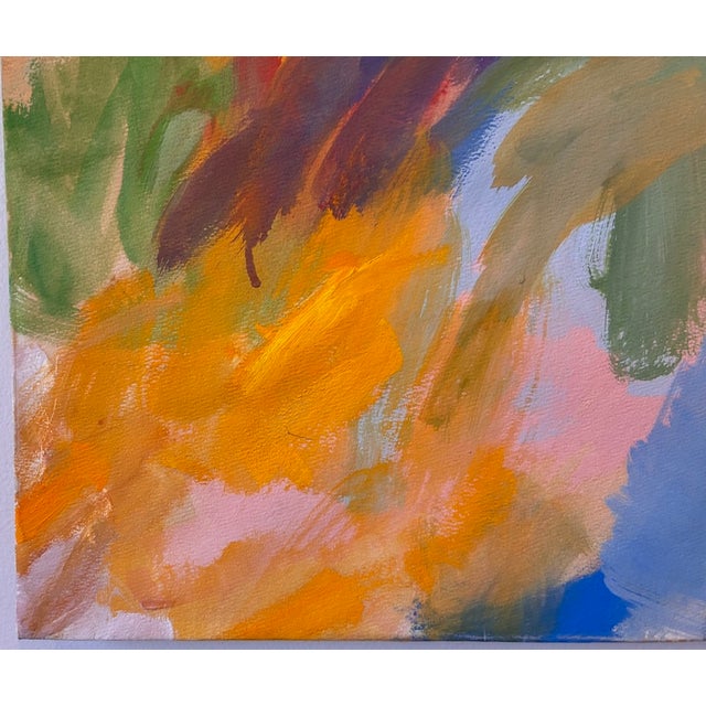 Orange Vintage Mid to Late 20th Century Original Abstract Painting by Illegible Signature For Sale - Image 8 of 12