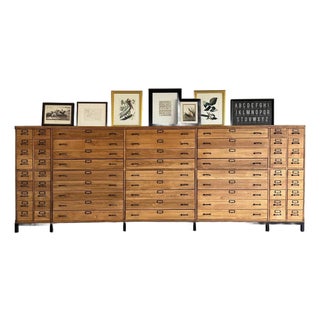 Monumental 13-Foot Antique Apothecary Haberdashery Cabinet (63 Drawers) For Sale