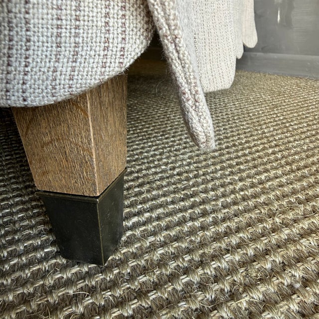 Linen Slip Covered Madison Chair With Scallop Skirt Detail and Down Cushion For Sale - Image 9 of 11