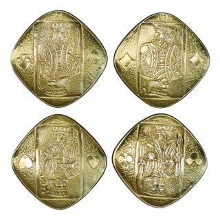 Art Deco Bronze King Playing Card Trays by Max Le Verrier, 1930s, Set of 4 For Sale