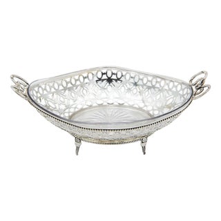 Fruit Bowl with Cut-Out Silver Structure For Sale