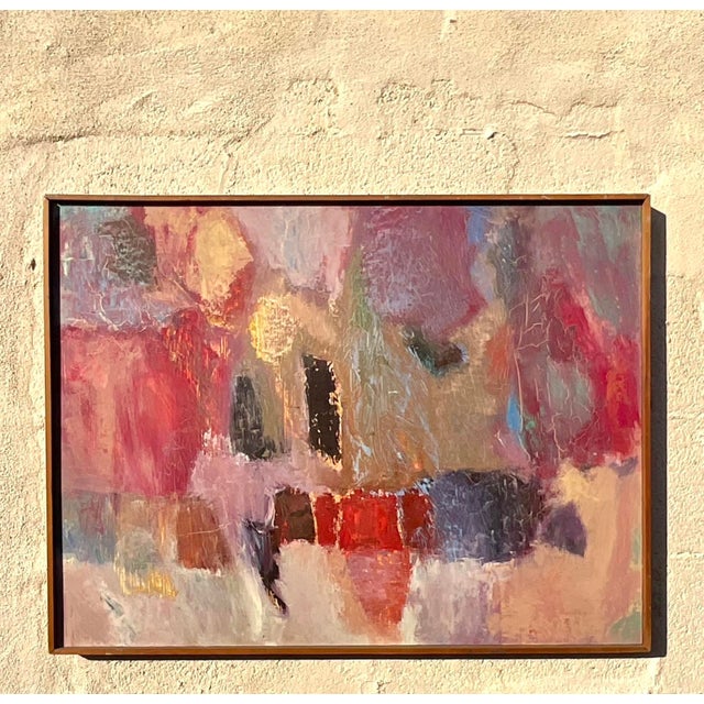 Mid 20th Century Vintage Modern Abstract Signed Original Oil Painting on Canvas For Sale - Image 5 of 5