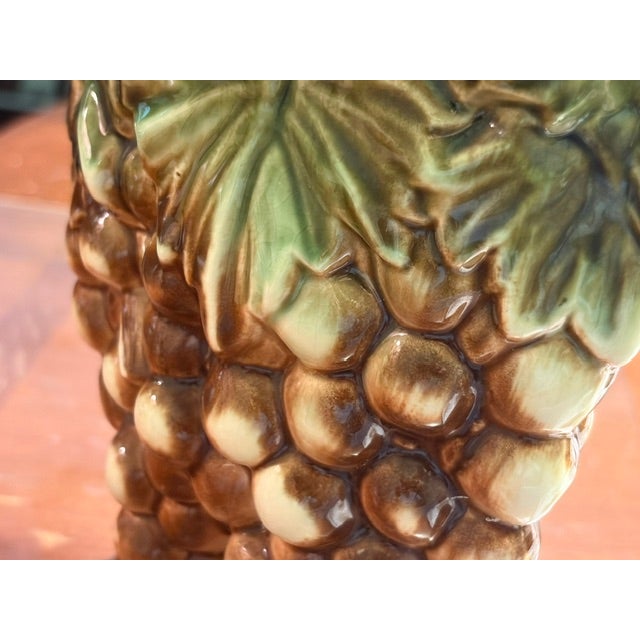 Mid-Century McCoy Green & Brown Grapes and Leaves Vase For Sale - Image 4 of 9