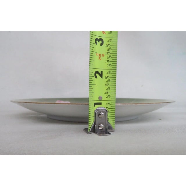 Green Rs Germany Porcelain Pink Roses Floral Green Decorative Plate For Sale - Image 8 of 13