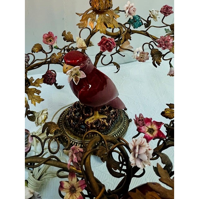 Early 19th Century A Large Pair of Chinoiserie Regency Exotic Opposing Heron Gilt-Bronze-Mounted & Porcelain Parrot Candelabra For Sale - Image 11 of 16