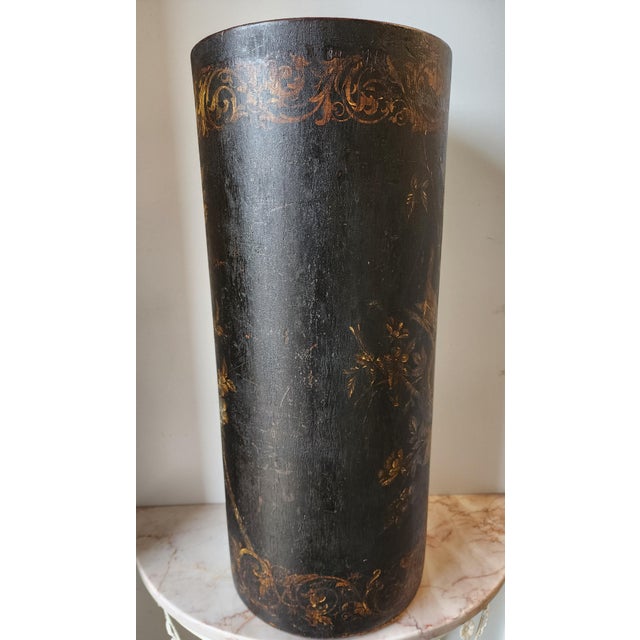 Animal Skin 19th C. Chinoiserie Leather Umbrella Stand For Sale - Image 7 of 10