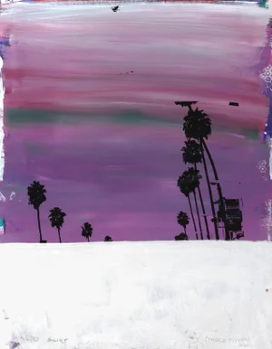''Wasted Sunset Smoggy Purple'' Contemporary Minimalist Landscape Mixed-Media Painting by Marco Pittori