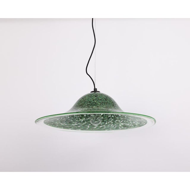Gold Neverino Pendant Light in Green Murano Glass attributed to Vistosi, Italy, 1970s For Sale - Image 8 of 12