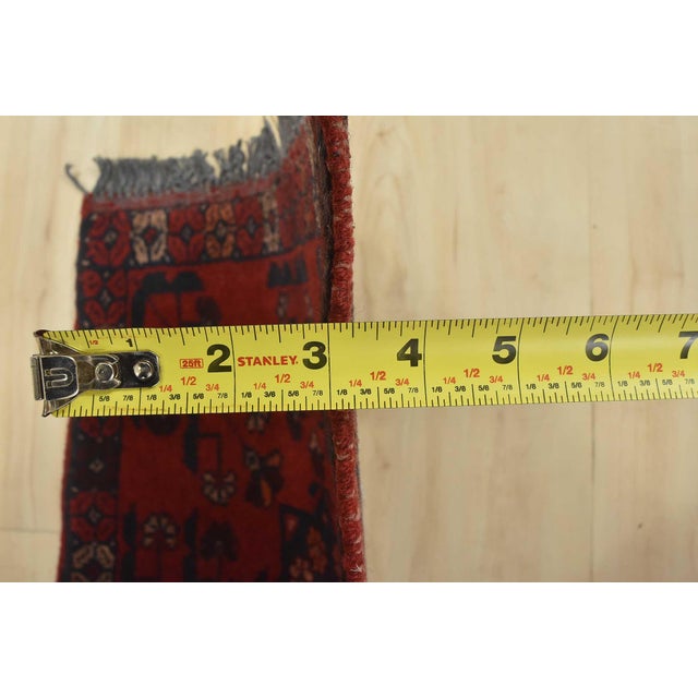 Textile Turkmen Runner 1’7” X 4’10” Red Wool Tribal Hand-Knotted Oriental Rug For Sale - Image 7 of 8
