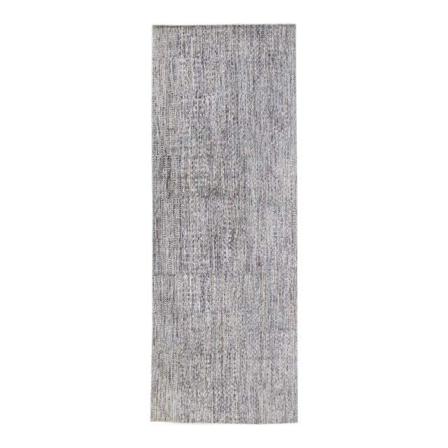Modern Savannah Gray Handmade Designed Wool Runner For Sale