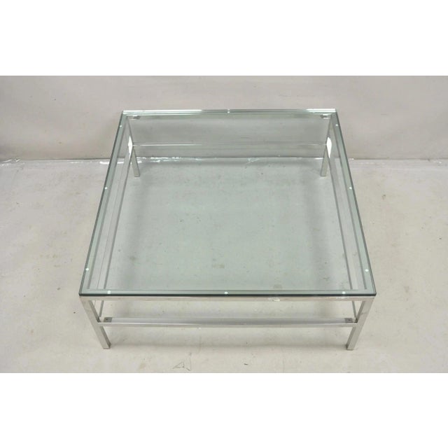 Mid-Century Modern Vintage Mid Century Modern Milo Baughman Style Chrome Glass Square Coffee Table For Sale - Image 3 of 12