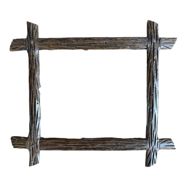 Black Forest Carved Wood Frame With Glass #100 For Sale