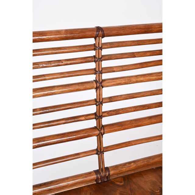 Set of Italian Sofa and Coffee Table in Curved Bamboo and Leather, 1960s For Sale - Image 12 of 18