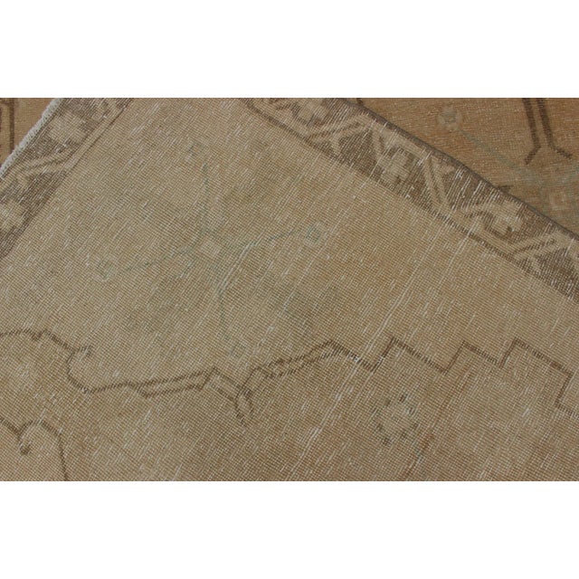 Vintage Turkish Oushak Runner Neutral and Warm Colors With Tribal Medallions For Sale - Image 12 of 13