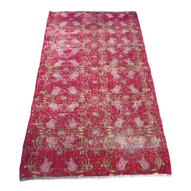 Vintage Red Floral Rug For Sale