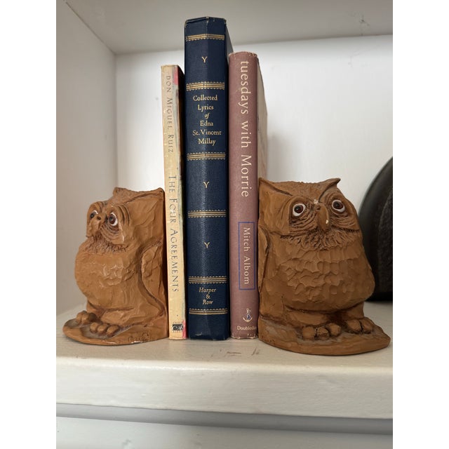 A distinctive pair of vintage owl bookends designed by David Grossman and dated 1978, produced by Dave Grossman Designs...