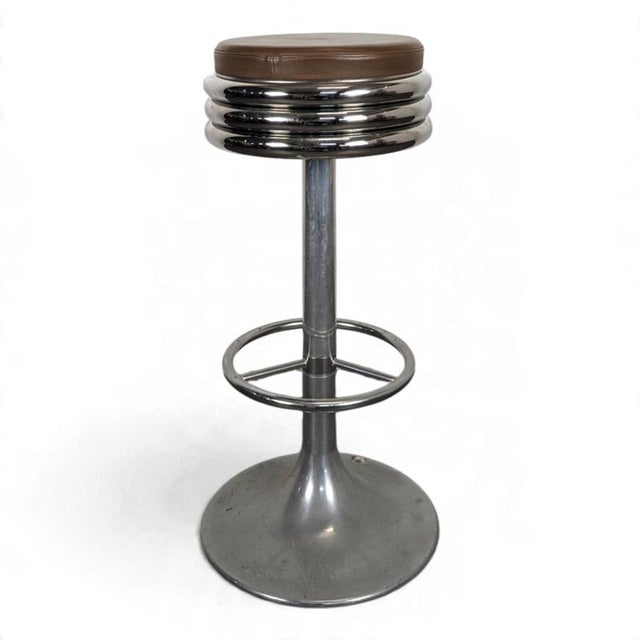 Metal Chrome Bar Stool with Tulip Base, 1970s For Sale - Image 7 of 7