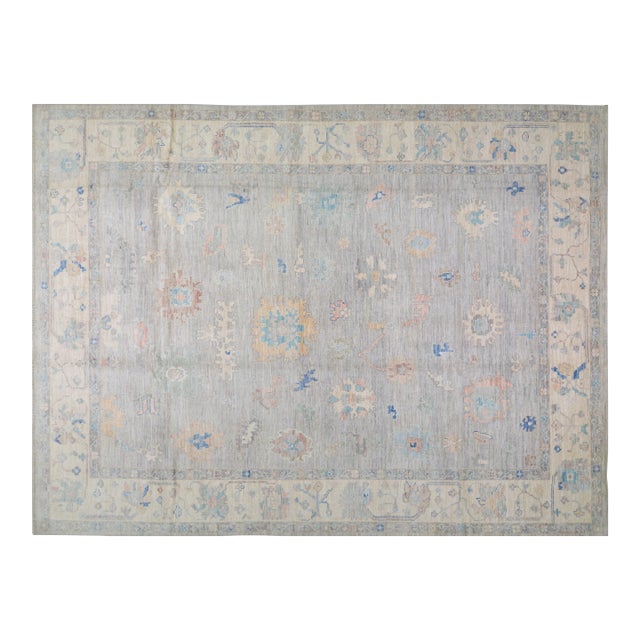 Contemporary Oushak Hand Knotted Wool Rug,10'2"X13'7" For Sale
