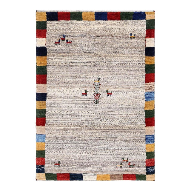 Pasargad DC Beige Color Fine Hand Knotted Gabbeh Rug For Sale