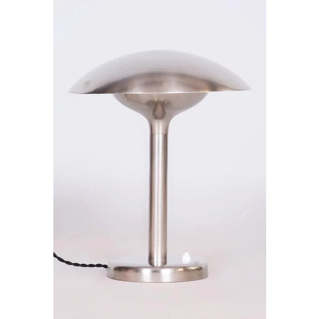 Silver Czech Bauhaus Table Lamp in Nickle-Plated Steel by František Anýž, 1920s For Sale - Image 8 of 8