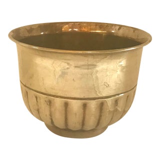 Vintage Brass Planter With Patterned Bottom For Sale