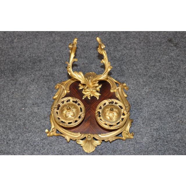 Metal 19th C. French Louis XV Style Ormolu Mounted Inkwell by Theodore Millet For Sale - Image 7 of 11