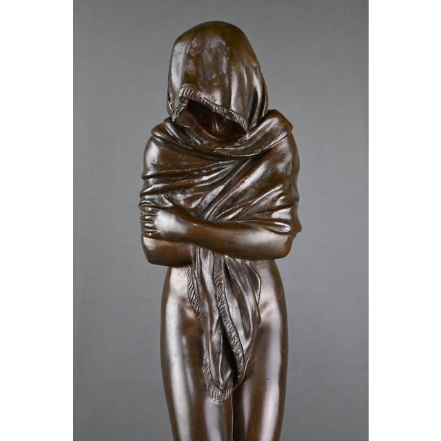 René After Houdon, The Shivering Woman Sculpture, 1890s, Bronze For Sale - Image 6 of 18