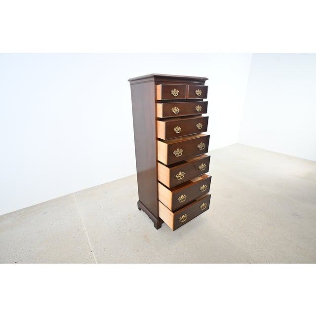 1980s Drexel Georgian Lingerie Chest With Chippendale Brass Pulls For Sale - Image 5 of 14