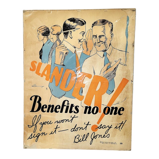 Original 1927 Large Bill Jones Motivational Poster For Sale