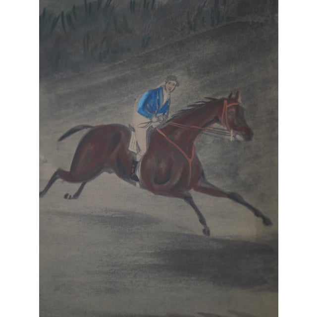 Vintage Hand Painted Horse Racing Engraving Etching For Sale - Image 11 of 12