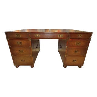 Theodore Alexander Campaign Style Partners Desk For Sale