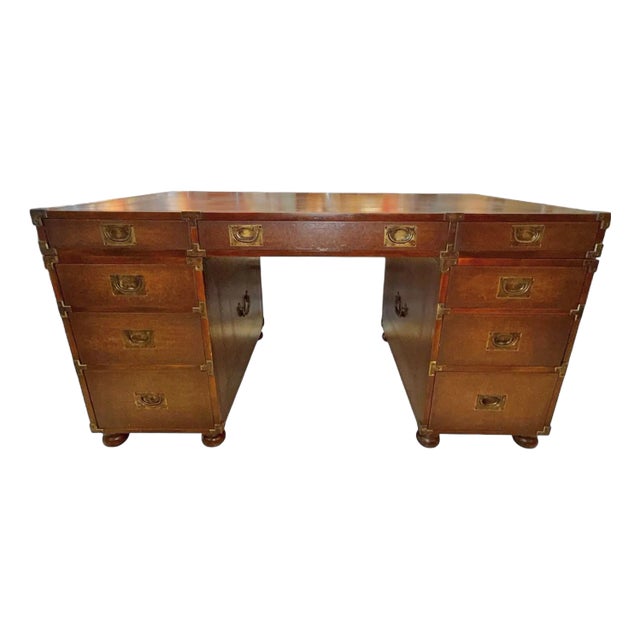 Theodore Alexander Campaign Style Partners Desk For Sale