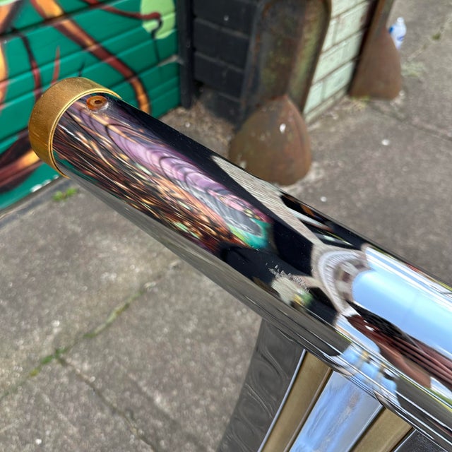 Romeo Rega Harp Shaped Chrome and Brass Dining Table For Sale - Image 10 of 12