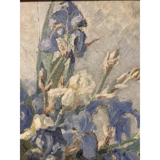 Georges Prestat, Bouquet with Irises, 1946, Oil on Canvas, Framed For Sale - Image 12 of 15