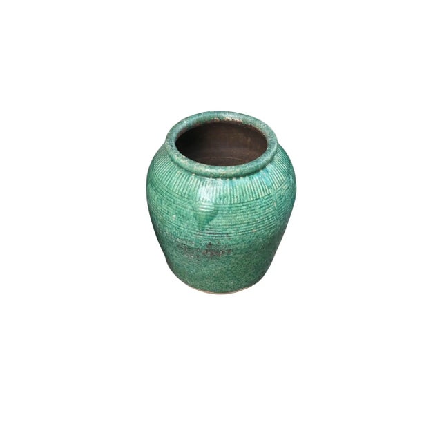 Vintage Chinese Green Glazed Ceramic Soy Sauce Jar For Sale - Image 9 of 10