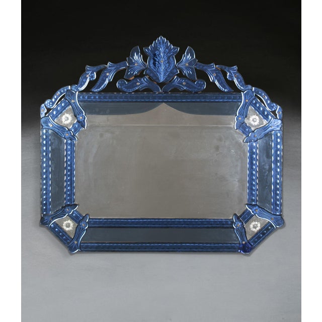 Antique Venetian Blue Glass Mirror, 1890 For Sale - Image 6 of 6