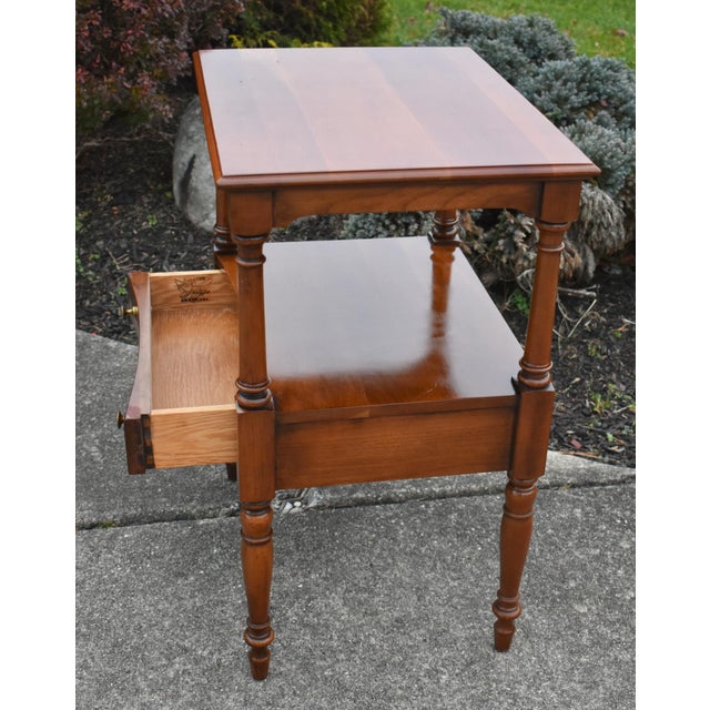 Vintage Statton CherryWood Americana Style Side Table W/Drawer For Sale - Image 11 of 13