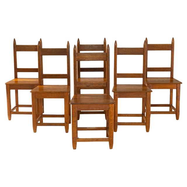 1970s French Brutalist Oak Dining Chairs In Original Patina - Set of 6 For Sale - Image 15 of 18