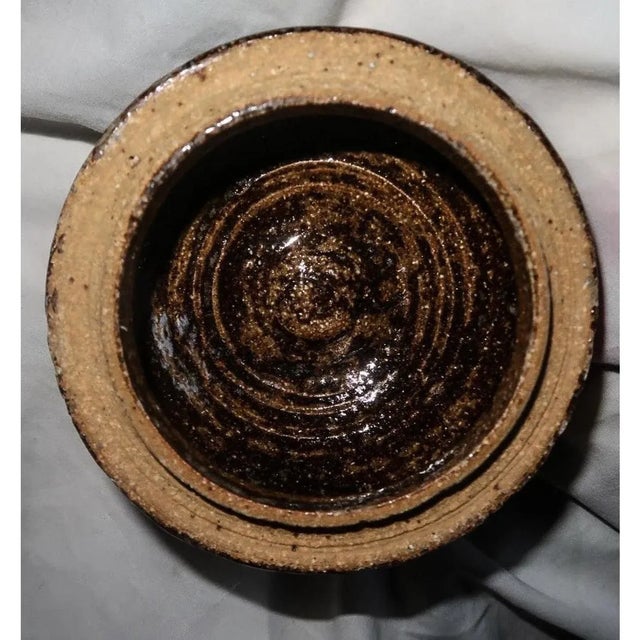 Brutalist Early Brutalist Ceramic Lidded Jar, Signed J T For Sale - Image 3 of 7