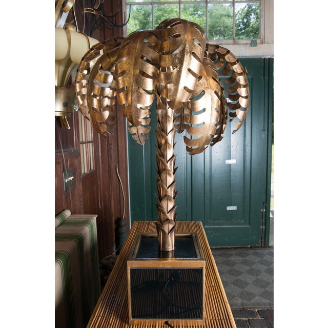 20th Century Brass Palm Tree Table Lamp in Maison Jansen Style For Sale - Image 12 of 13