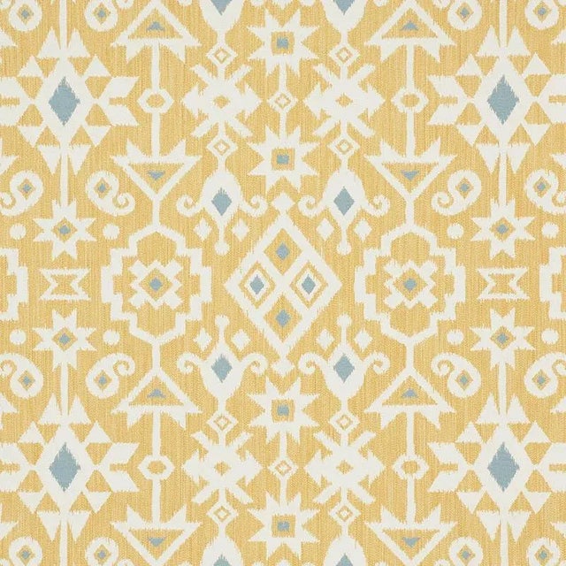 Schumacher Crusoe Ikat Fabric in Yellow For Sale